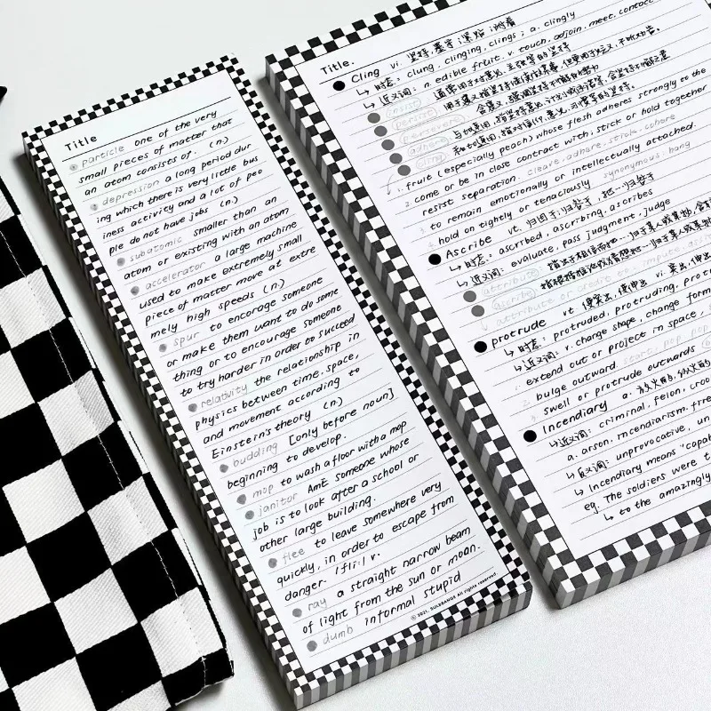 

Black and White Checkerboard Note Pad Extra Long Thickened Student Note Notebook Non-adhesive B5 Tearable