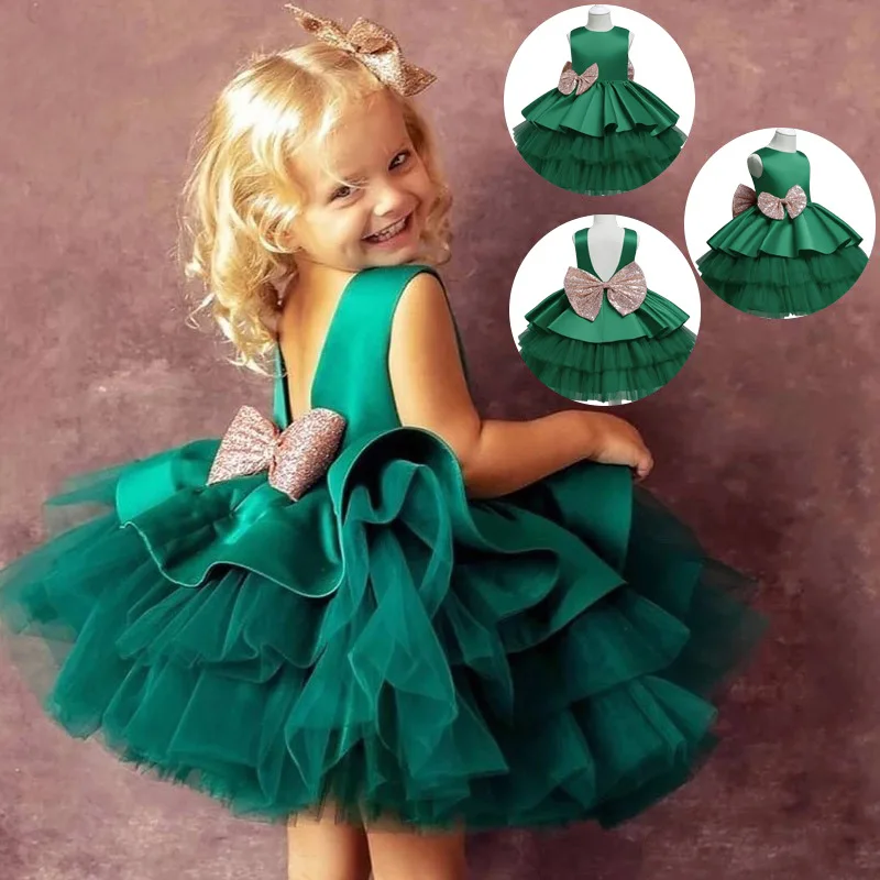 Kids Dress for Girls Christmas New Year Princess Eleagnt Party Tutu Prom Dresses Children Wedding Evening Bowknot Gown 1-5 Years girls dress princess costume kids clothes