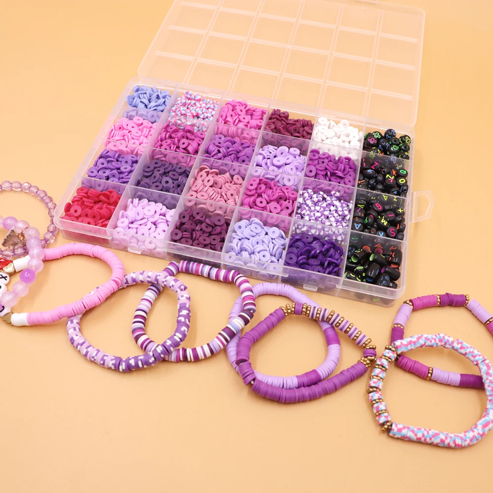 Boho Rosa Tonperlen Armband Bastelset, DIY Flache Preppy Perlen für Freundschaftsschmuck, Türkis Seestern Muschel Kreuz Perlen – Detail 5