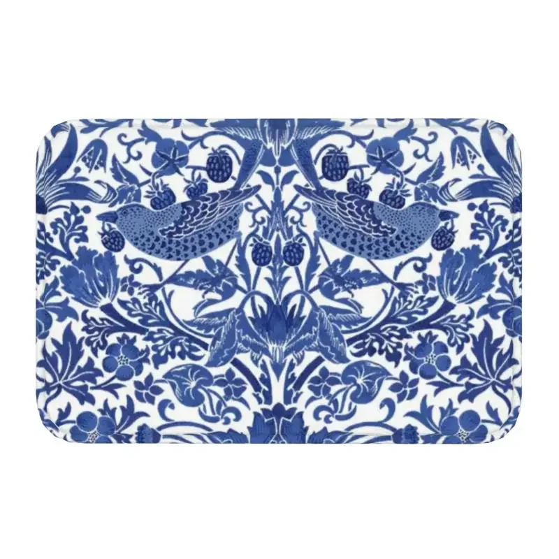 

Custom Porcelain Blue Oriental Bird Pattern Doormat Mat Anti-Slip Chinoiserie Kitchen Bath Balcony Rug Carpet 40*60cm