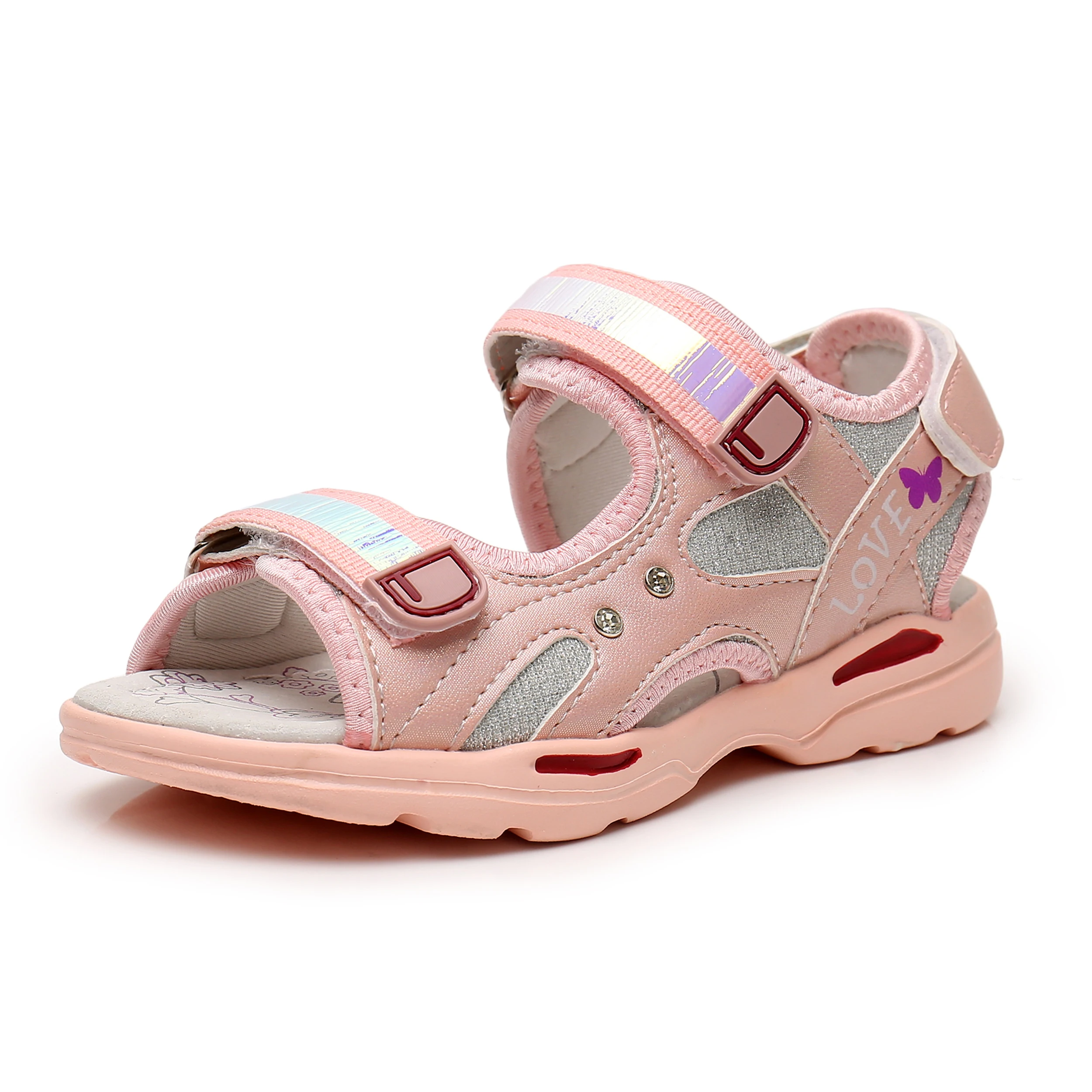 APAKOWA Girl Summer Sandal Sequins Cute Style Open Toe Breathable Toddler Sandals Double Hook&Loop Design Kids Footwear child shoes girl Children's Shoes