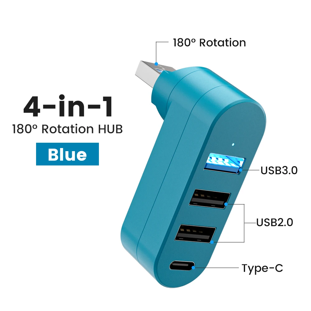 Elough Mini 180° Rotatable 4 Ports USB 3.0 2.0 Hub thumbnail 4