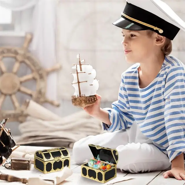 Pirate Toy 20 Pcs Mini Unfinished Treasure Chest Box Small Wooden