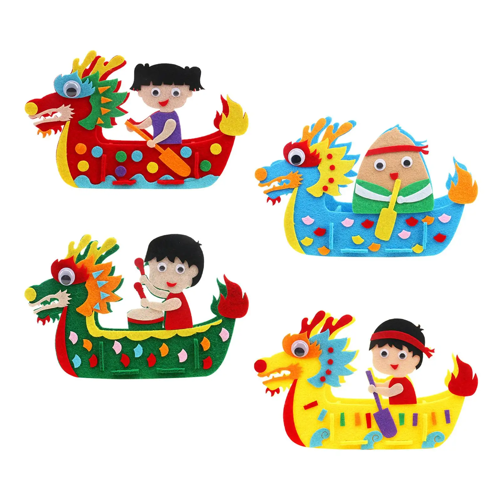 DIY Felt Craft , Dragon Boat Crafts Festival Children Hand Craft Material Pack, for Children Classroom festival