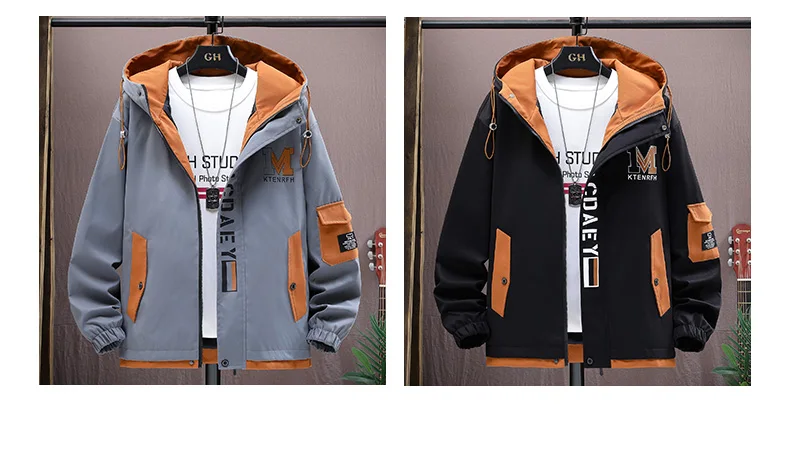 Neue Herren-Kapuzenjacken 2026 Frühling Herbst Lässiger Loser Mantel Jugend Streetwear Windbreaker Outdoor Übergröße M-4XL Oberteile Kleidung – Detail 5
