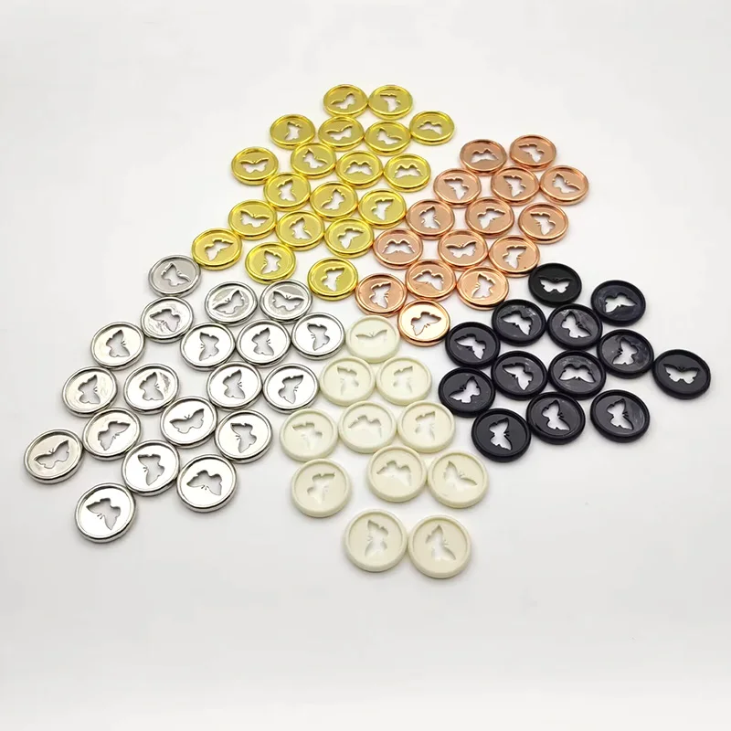 12pcs 28mm Electroplated Butterfly Disc Loose-leaf Rings Mushroom Hole Notebook Loose-leaf Discs Binding Rings Plastic Button
