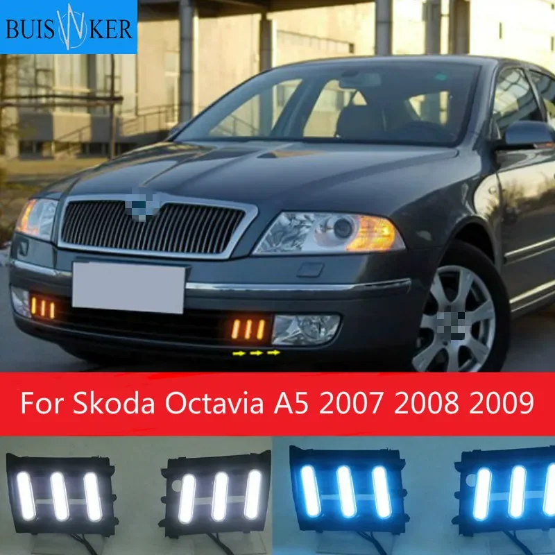 

2 шт./компл. Водонепроницаемый Дневной светильник для Skoda Octavia A5 2007 2008 2009, Стайлинг автомобиля, Дневной светильник, дневные ходовые огни, светодиодный drl