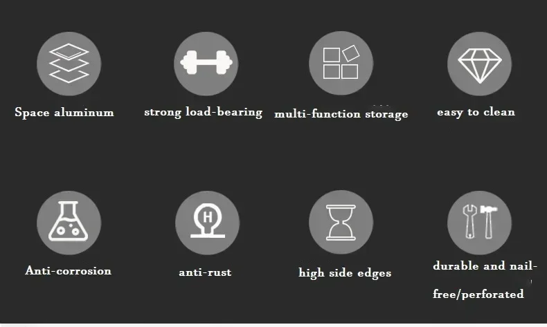 Description Picture 4 of itemBathroom Shelf No Drill Organizer Shower Storage Rack Black Corner Shelves Wall Mounted Aluminum Toilet Shampoo Holder