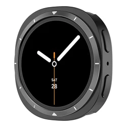 Alloy Steel All - Around Metal Bumper Protective Case Cover - Galaxy watch 8 44mm (Black white)