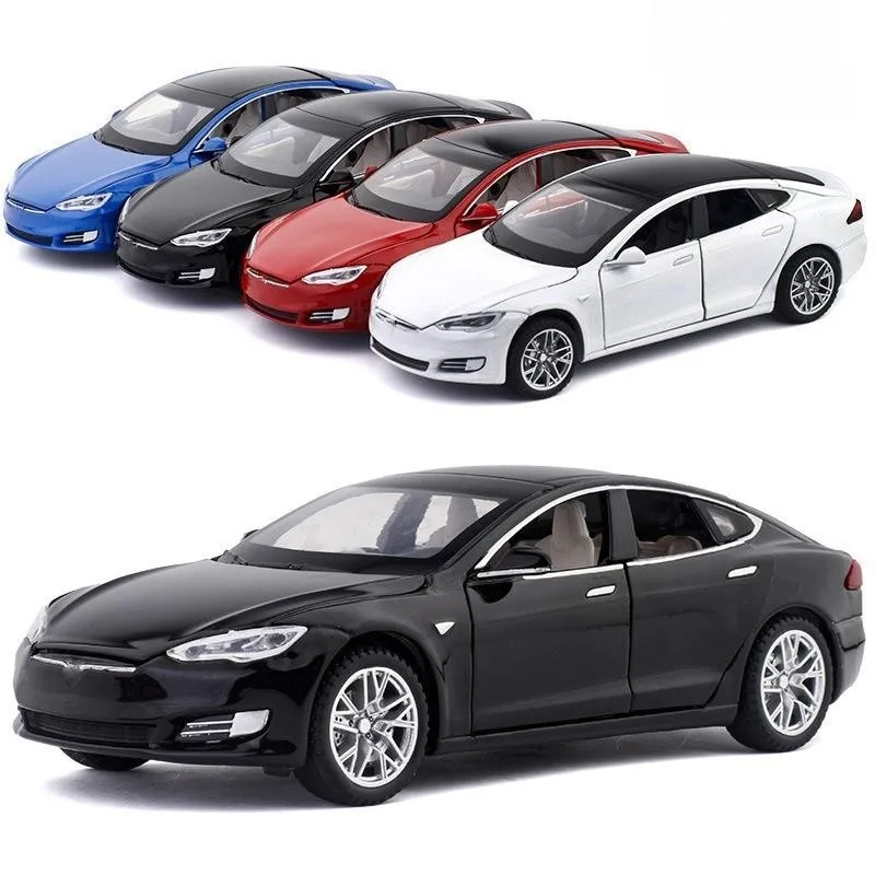 1/32 Tesla Model S 100D SUV Toy Car Model Diecast Alloy Metal Miniature Sound & Light Pull Back 1:32 Collection Gift For Boy Kid 4