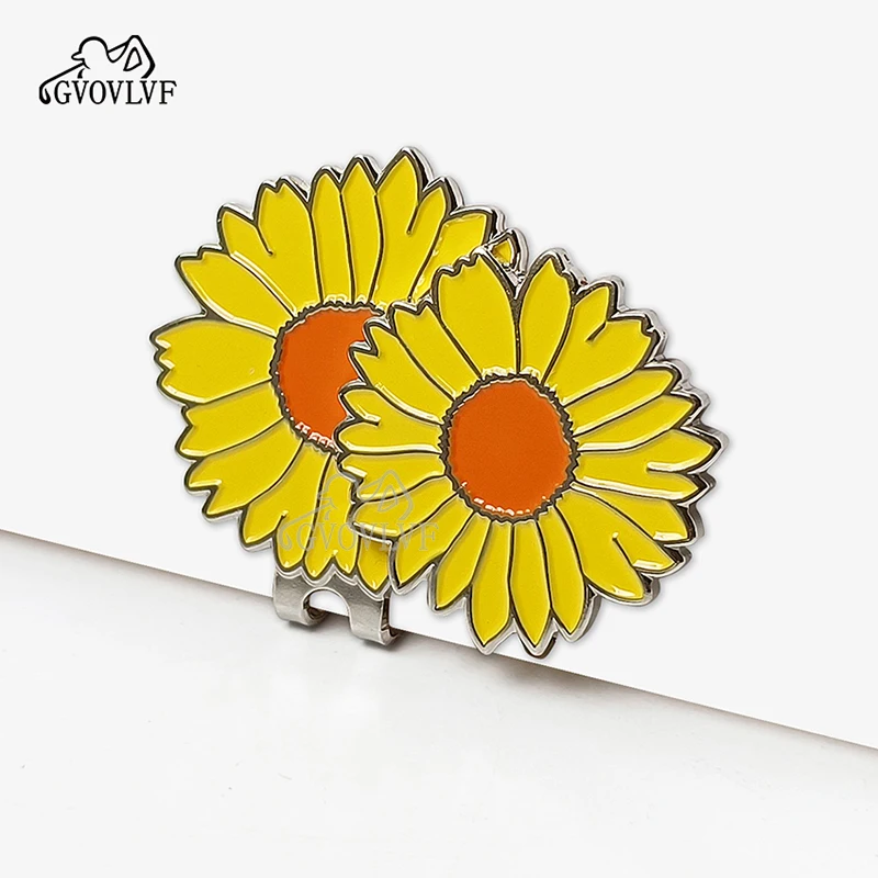 Removable Yellow Flower Pattern Golf Cap Clip With Small Flower Magnetic Marker For Girls Women Gift Golf Accessories