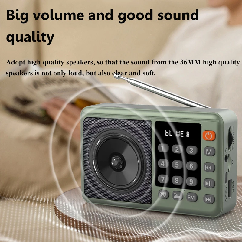 Mini Portable FM Radio LED Display Digital Radios Receiver Wireless Bluetooth Speaker USB TF Card Music Player Support Recording