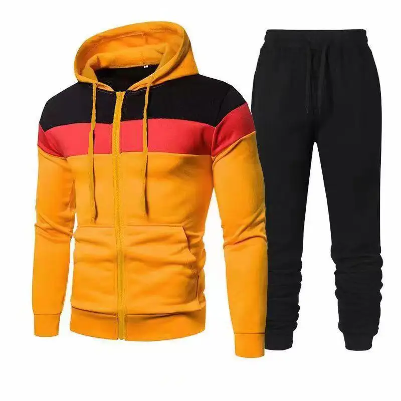 Spring Autumn 2020 Men's Sweat Suit Set Tracksuit Men Outfit Full Sleeve Tops with Hood Outdoor Sport Wear Men's Hooded Suit