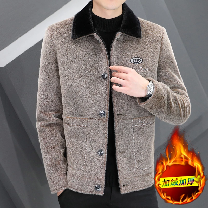 

2023 Autumn Winter Spliced Woolen Jacket Men Korean Slim Fit Casual Business Short Trench Coat Male Social Streetwear Overcoat