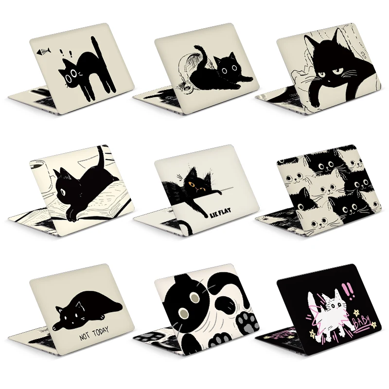 Laptop Skins Adesivos com Capa de Gato Pele de Vinil Decalque Desenhos Animados Decalque Ajuste para Macbook Lenovo hp Asus Dell Acer 13.3 15.6 17