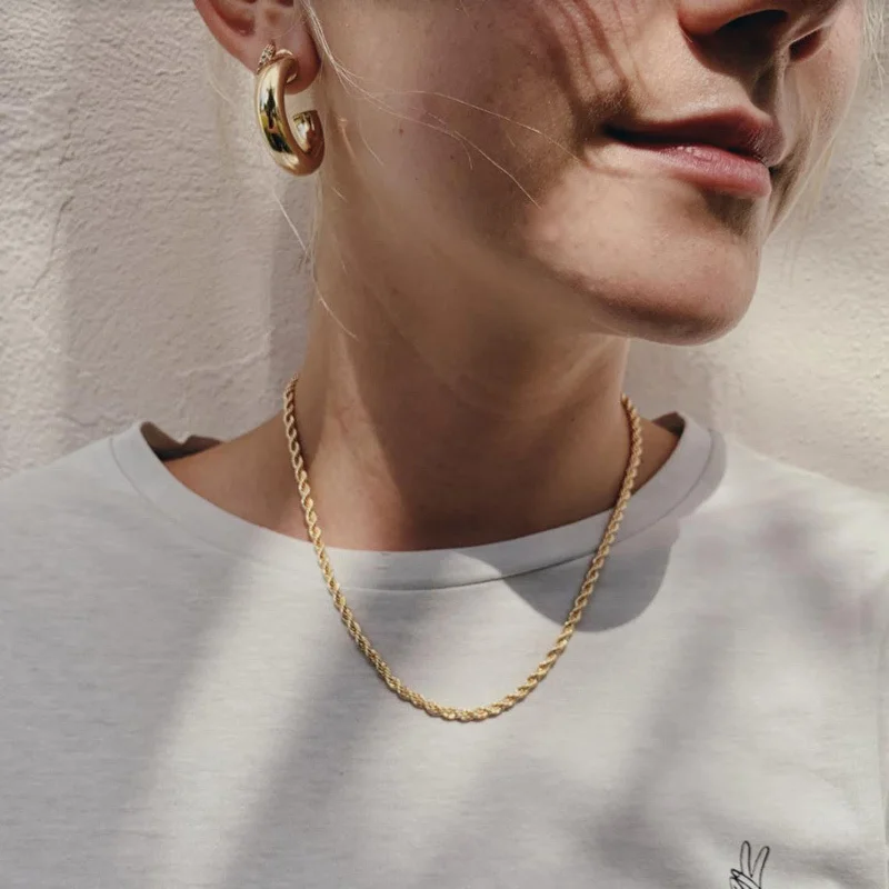 2021 Hot Fashion Rope Chain Women Necklace Stainless Steel Gold Color Chain Necklace For Women Jewelry Gift