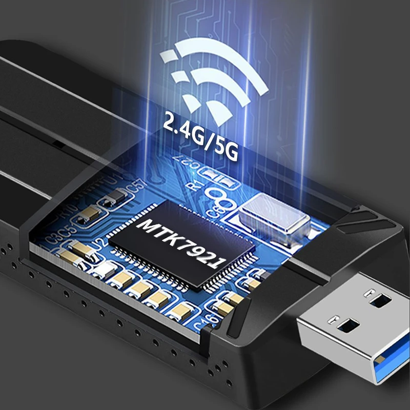 Wifi6 USB WiFi 동글 1800Mbps 어댑터 USB 3.0 Wifi 수신기 PC/노트북 용 듀얼 밴드 2.4G & 5G MU-MIMO Win10/11 용 무료 드라이버