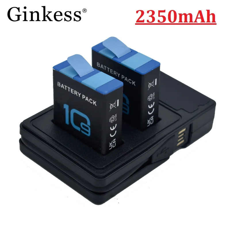 

2350mAh Battery For Gopro Hero 9 Hero 10 Batteries With LED Light Battery Charger For Gopro 9 10 Camera Accessories