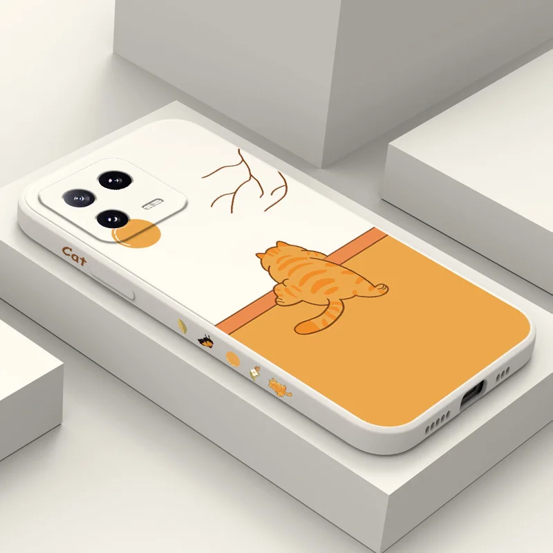 Custodia Per Telefono Fat Orange Cat Per Xiaomi Mi 14 13 13T 12 12X 12T 12S 11 11T Ultra 10 10T 9 9T 9Se 8 Pro Lite Cover In Silicone Liquido