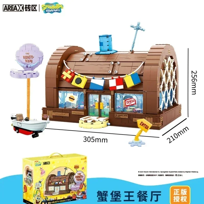 Nuovo Spongebob Squarepants Building Blocks Cartoon Krusty Krab Restaurant Model Assembly Toy Patrick Star Captain Regalo Di Compleanno
