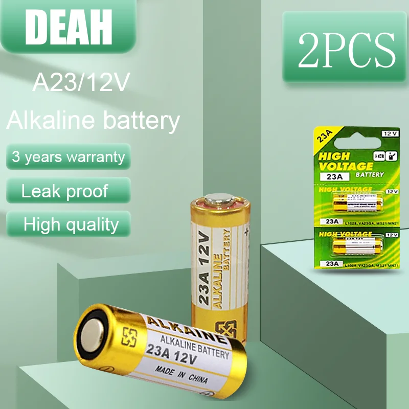 12V 23A Alkaline Battery 23GA 21/23 A23 A23S E23A EL12 MN21 MS21 V23GA L1028 RV08 GP23A For Doorbell Remote Toys Dry Cell 2PCS Alkaline Battery Disposable Battery