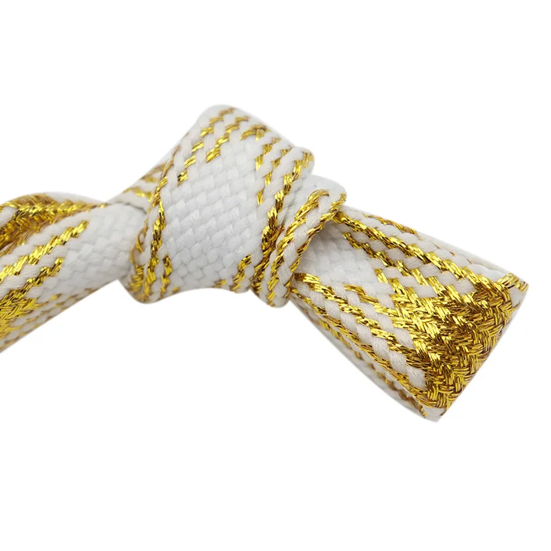 Coolstring Official Charmed Shoelacet Clothing 18MM Golden/Silver Metallic Yarn Polyester Wide Tape High Quality Cord Wholesale