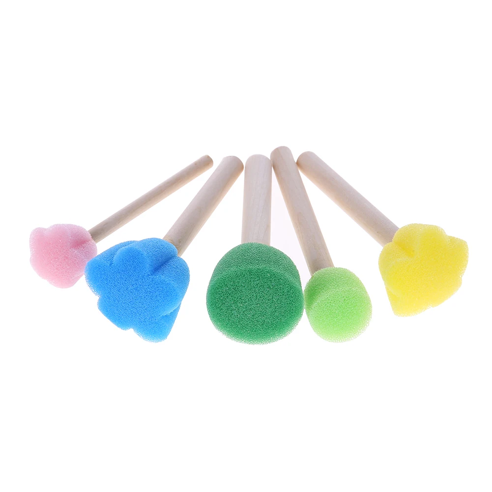 20pcs Round Sponge Brushes Set Paint Sponge Brushes with Wooden Handle, Size: 8.5x2cm