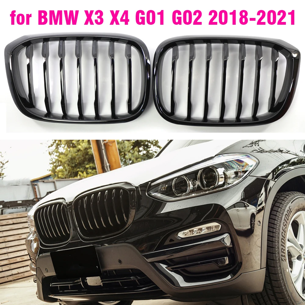 

Gloss Black Front Kidney Grille Slat Style Grill For BMW X3 G01 X4 G02 For BMW X3 25i 28i For BMW X4 25i 30i