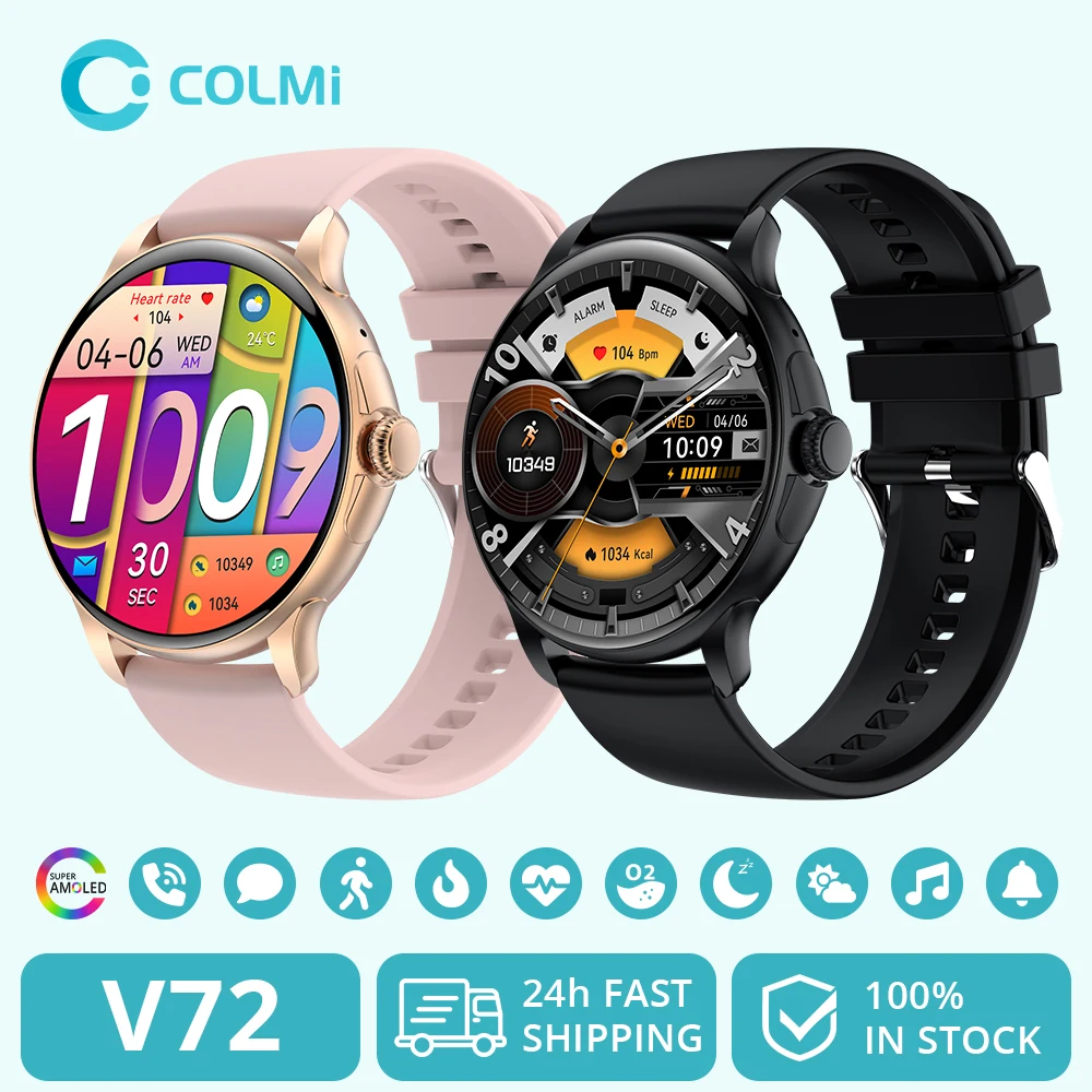 COLMI V72 Smart Watch Men 1.43'' AMOLED Display 100 Sports Modes 7 Day Battery Life Bluetooth Call Health Smartwatch Women