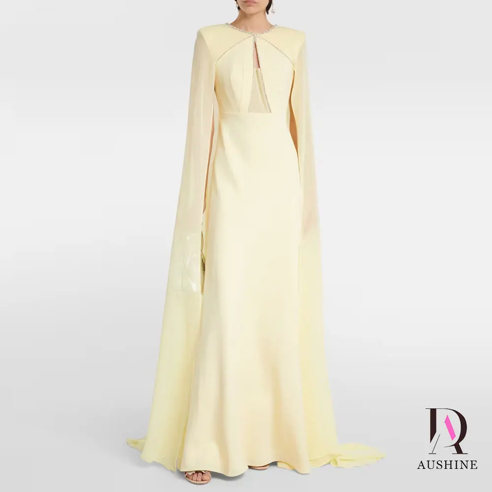 

Aushine Dress Floor Length Luxury Birthday Evening Dress Full Sleeves Summer Elegant Wedding Party Gowns For Women O-Neck