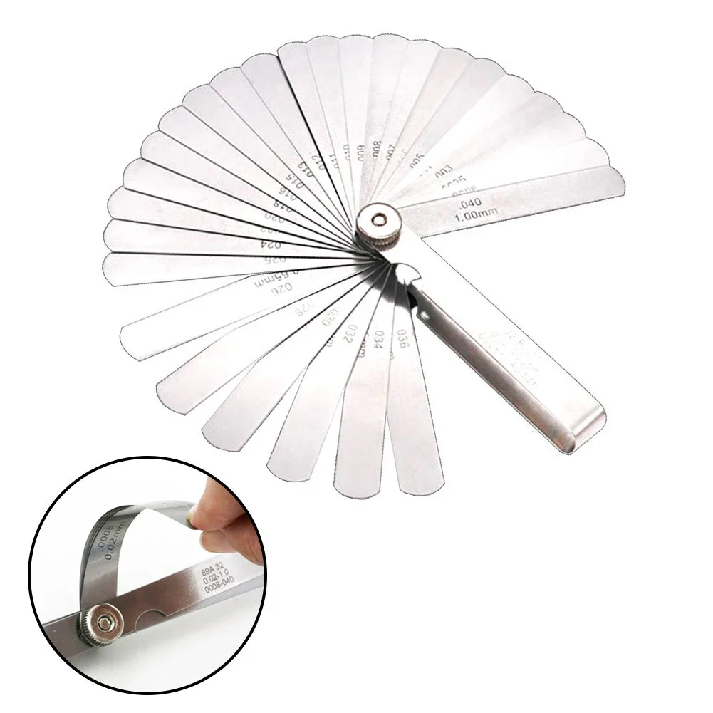 32 Blades Feeler Gauge Stainless Steel Metric 0.02-1.00mm Gap Filler Tune Up Gauge Filler Valve Clearance Measurement Tool feeler gauge