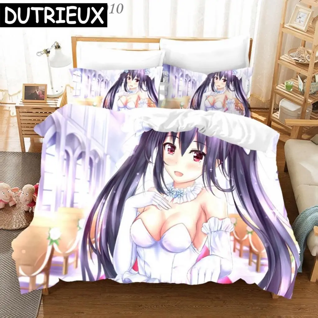 

Japan Anime Date A Live 3D Bedding Set Children Character Printed Duvet Cover Set Duvet Covers Twin Full Queen King 04