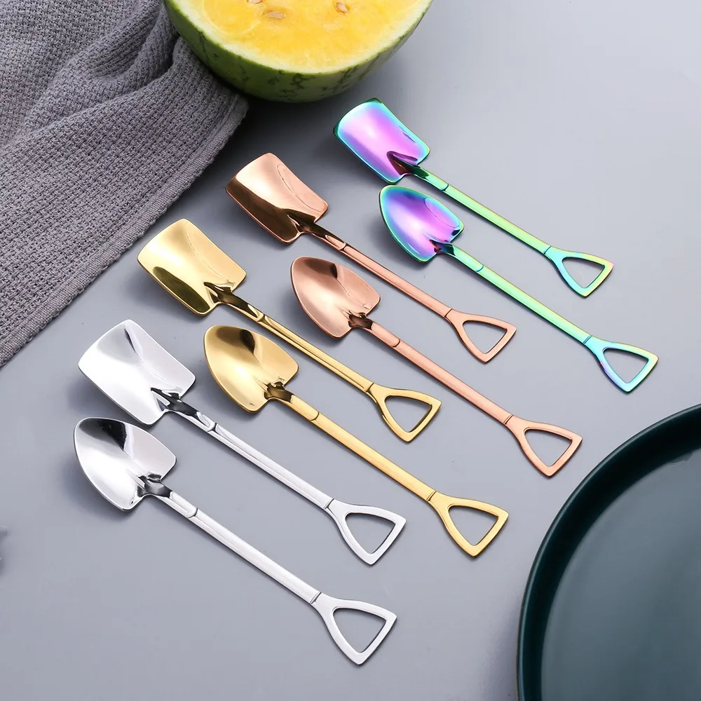 304 Stainless Steel Spade Spoon Retro Kitchen Tableware Watermelon Ice Cream Honey Creative Gift