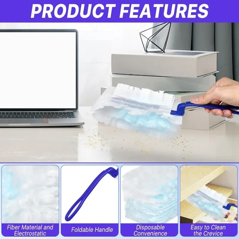 Description Picture 2 of itemDisposable Dusters with Replace Heads Scalable Cleaning Brush Duty Duster Refills Electrostatic Duster Home Office Cleaning Tool