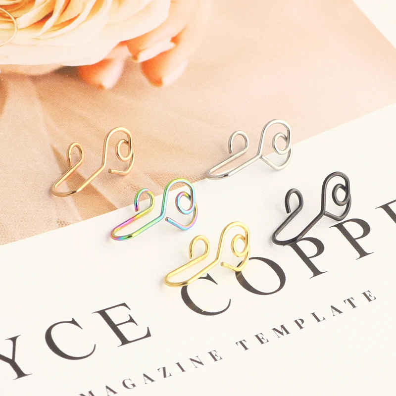 Fake Nose Ring Hoop Septum Rings Stainless Steel Nose Piercing Fake Piercing Oreja Pircing Jewelry 4 Color mix