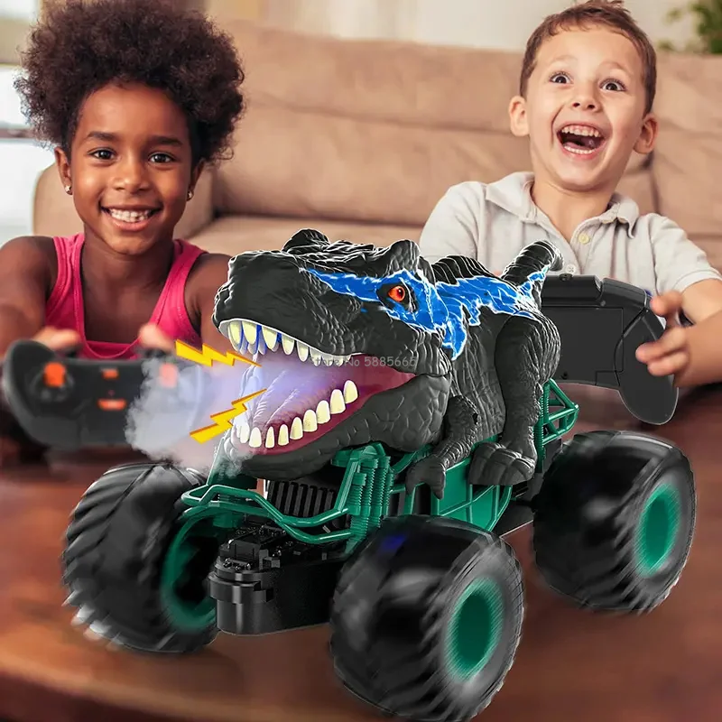 Dinosaur Appearance Electric Off-Road RC Animal Car 2.4G Spray Cool Lighting Dual Motor Remote Control Stunt Car Kids Toy Gift 4