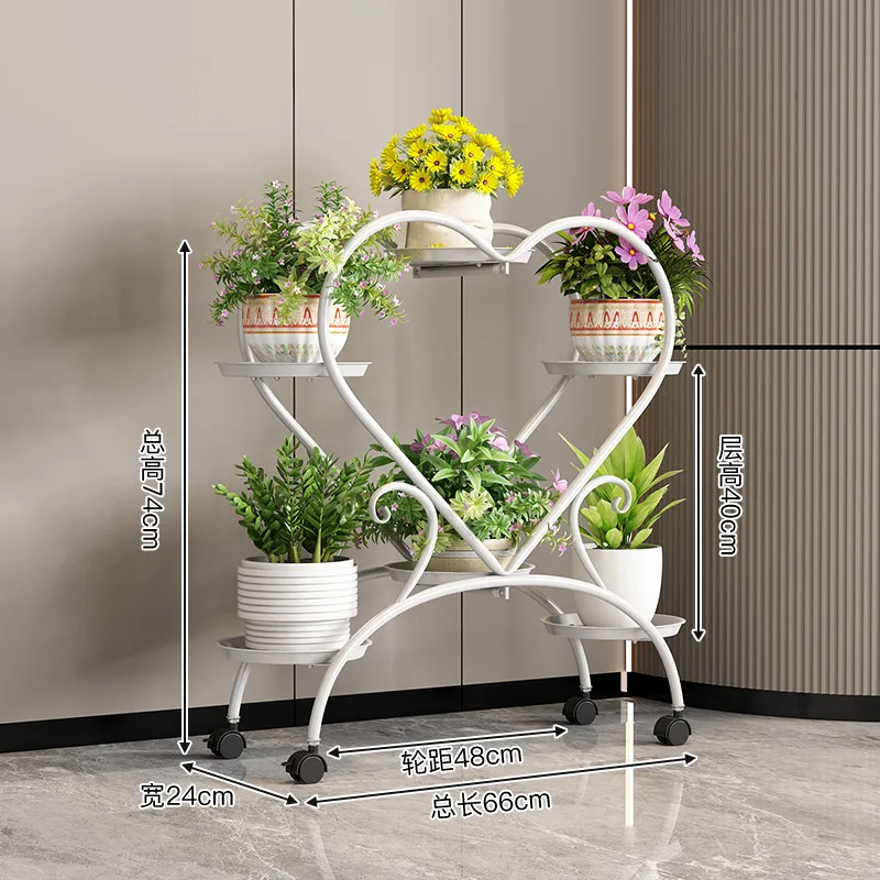 Flower Stand Balcony Storage Rack Indoor Decoration Living Room Simple Flower Pot Stand Floor-standing Multi-layer Green Radish - 4