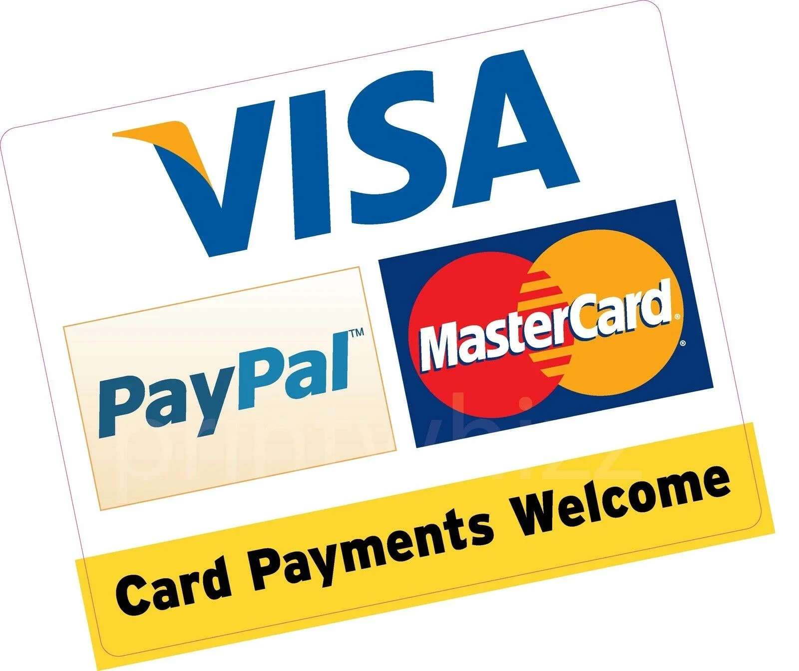 

For Card Payments Welcome PayPal 150x120mm Credit Card Vinyl Sticker Shop Taxi