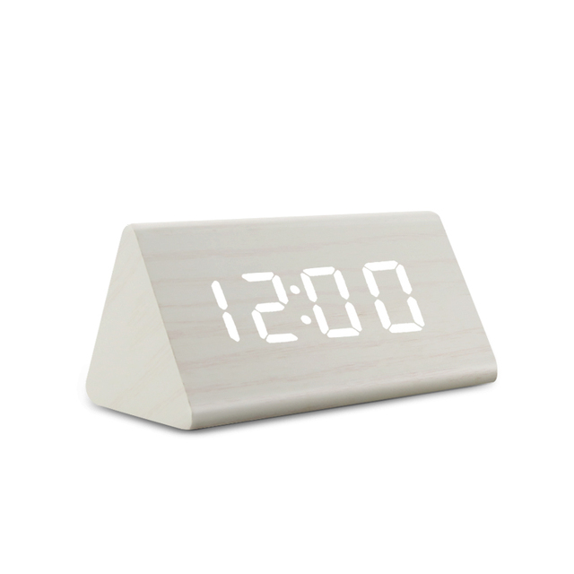Clock LED Wooden Alarm Clock Table Sound Control Electronic Clocks Desktop USB/AAA Powered Desperadoes Home Table Decor