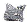 Japanese Autumn and Winter Cute Cat Ears Pullover Hat Hand-crocheted Grandmother Grid Hollow Trend Skull Beanie Cap for Women's 6