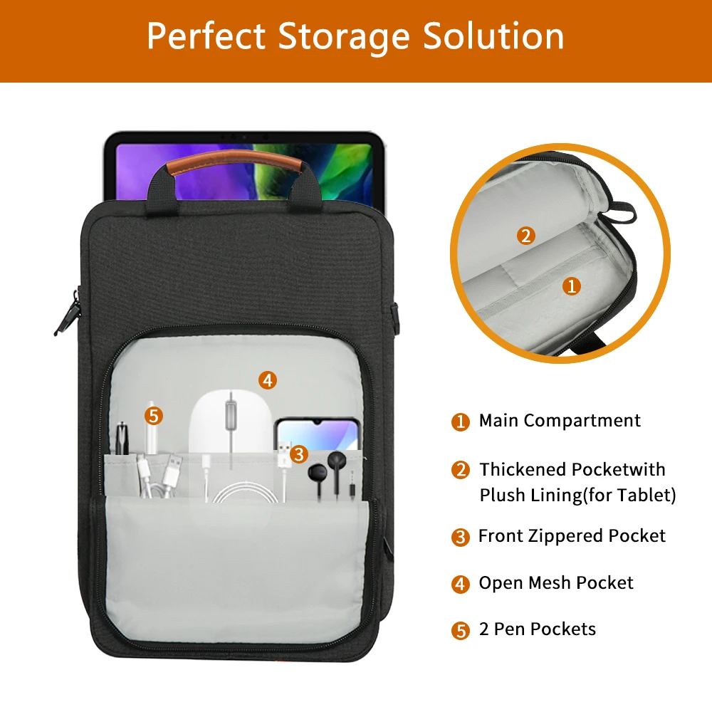 Compact Tablet & Laptop Shoulder Sleeve Handbag - Fits 12-13 Devices