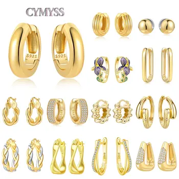 Original 2026 S925 Sterling Silver Zircon 18K Gold Lining Vintage Hoop Earrings for Women Birthday Party Wedding Gift Jewellery 1