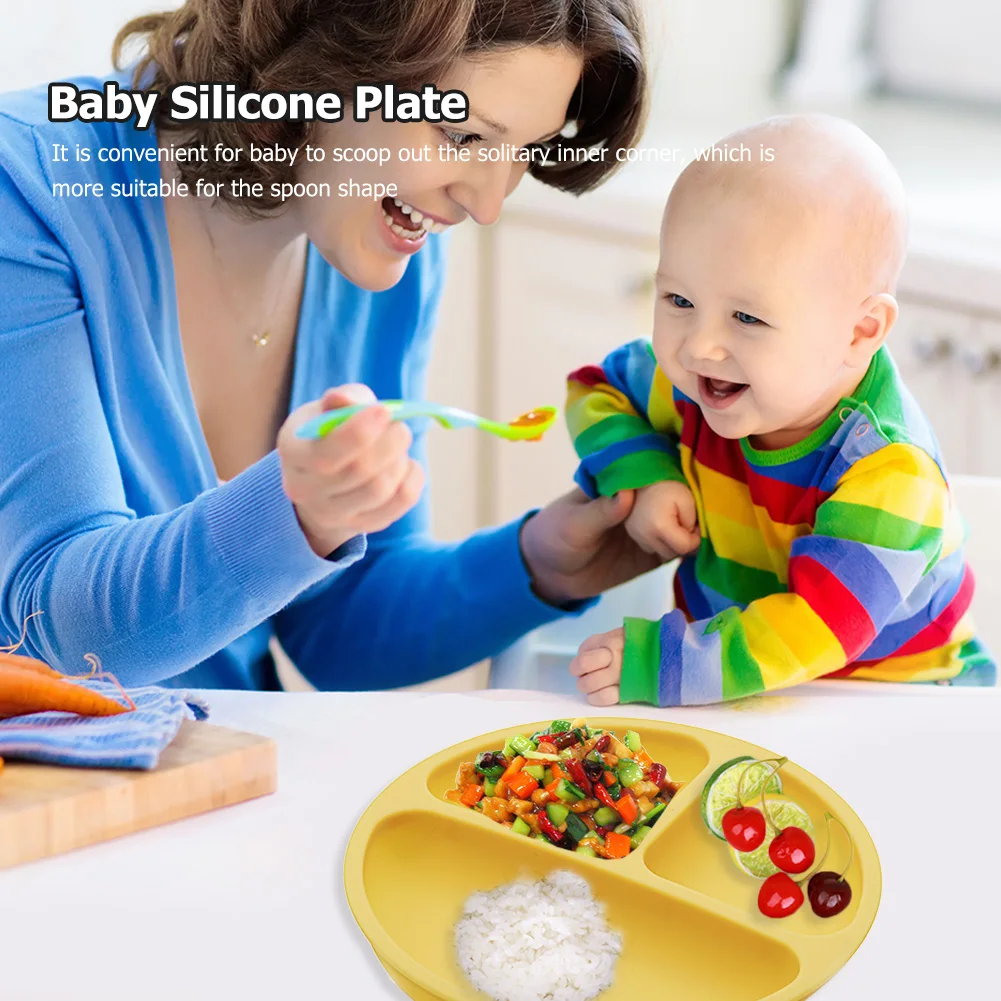 8Pcs Baby Silicone Plate Cup Spoon Set Baby Feeding Sucker Bowl Bib Fork Dishes BPA Free Food Grade Silicone Baby Tableware Set