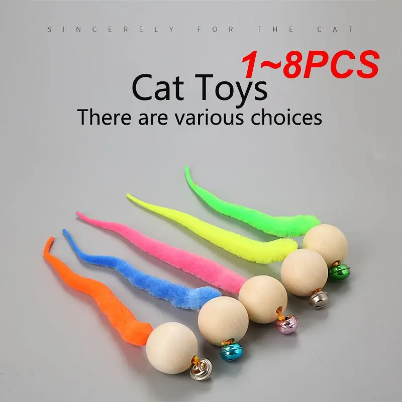 

1~8PCS Wooden Ball Cute Entertaining Interactive Durable Engaging Durable Cat Chew Toy Bell Sounding Kitten Toy Stimulating Toy