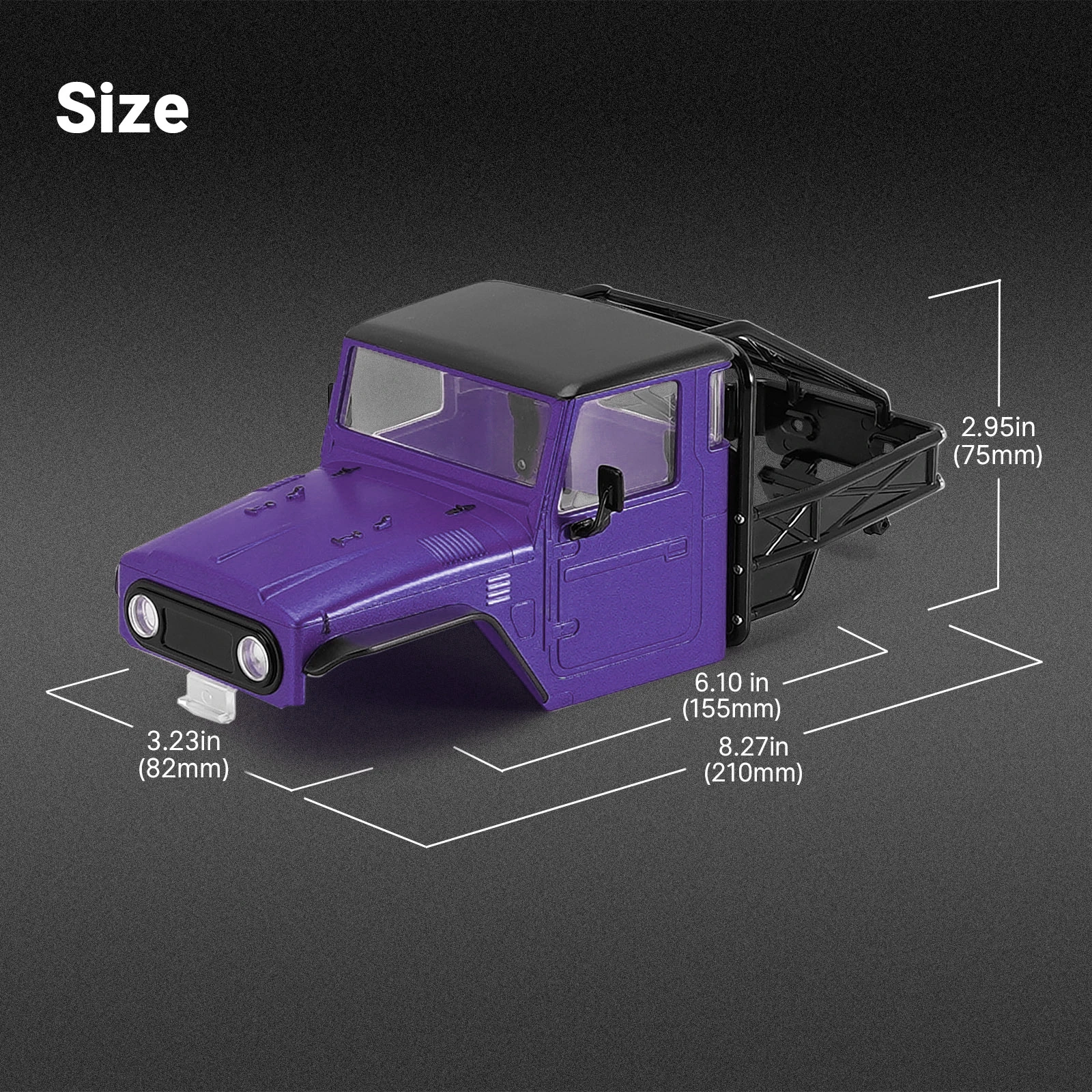 INJORA IR40 Hard Body Shell with Cage for 1/18 RC Crawler TRX4M Defender Bronco 