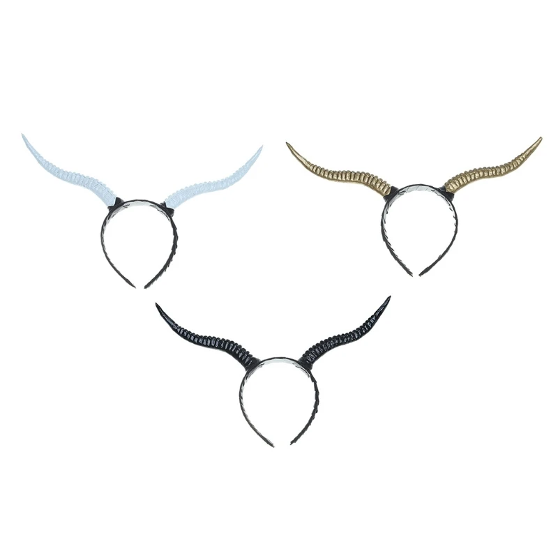 Animal Long Ox Horn headband Halloween Cosplay Devil Demon hair hoop hand Performance Sheep deer Headwear Headdress greek goddess costume