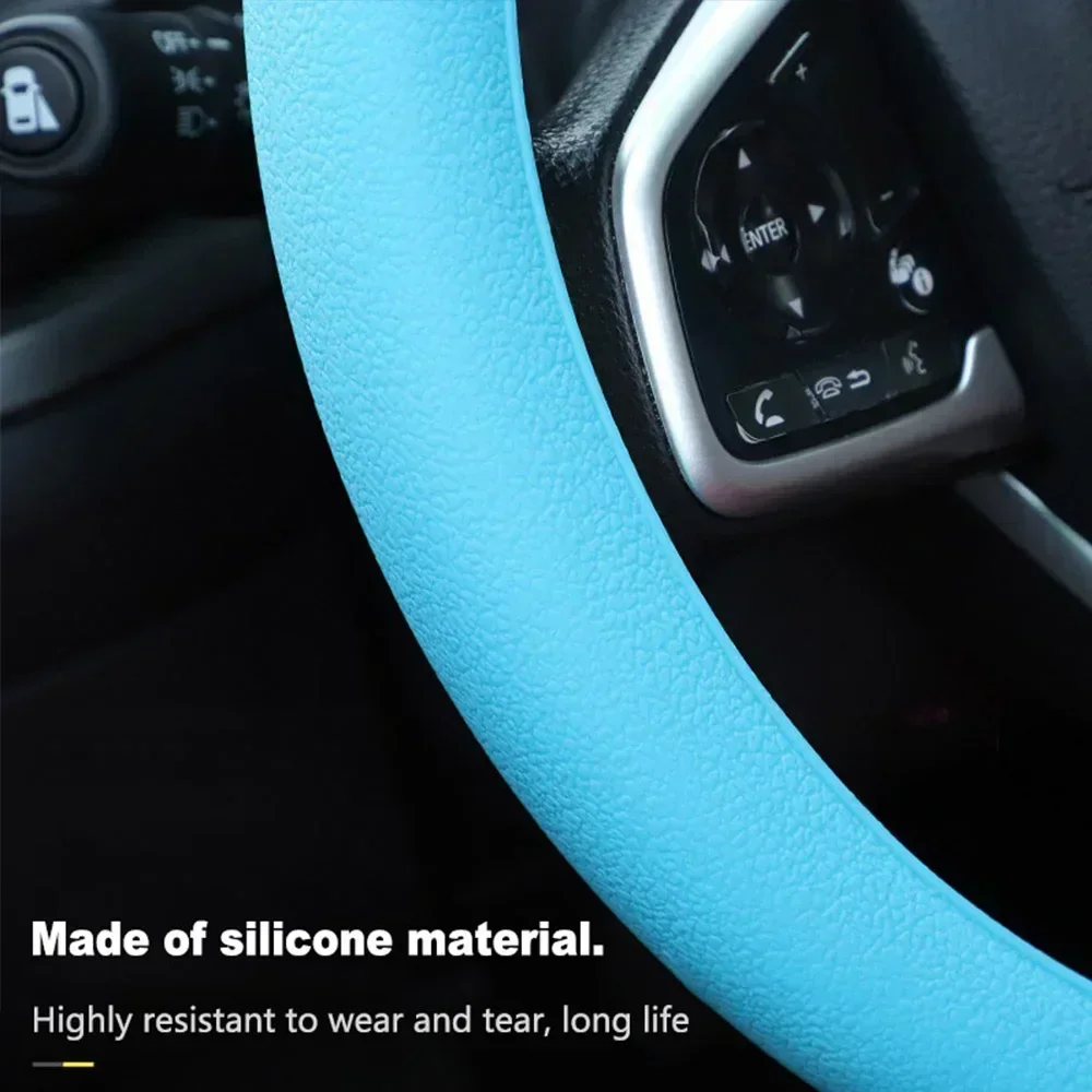 1pcs DIY Universal Multi Color Soft Skin Silicone Texture Steering Wheel Cover Car Steering Wheel Glove Cover Auto Accessories