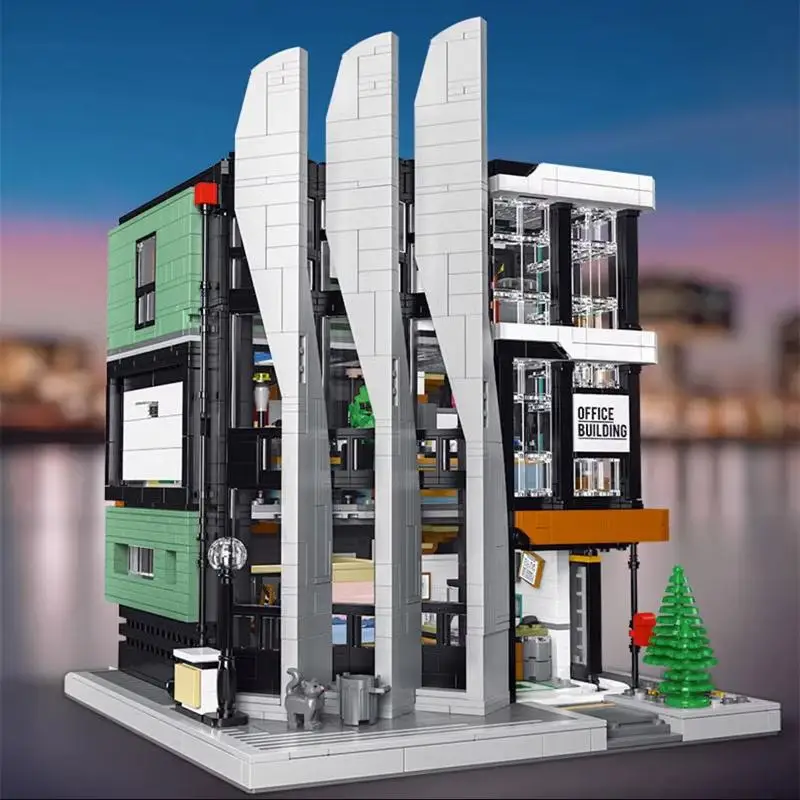 Il Boss On Top Office Building Moc Panbo 7702 House Bricks Street View Architettura Blocchi Modello Giocattolo Regalo Per Bambini Amici