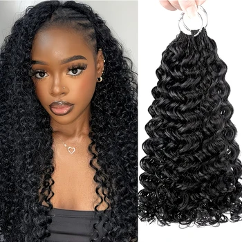 Capelli Umani all'Uncinetto Pre-Annodati Effetto Piuma, Onde Acqua, Trecce Boho, Nodi Miracolosi all'Uncinetto