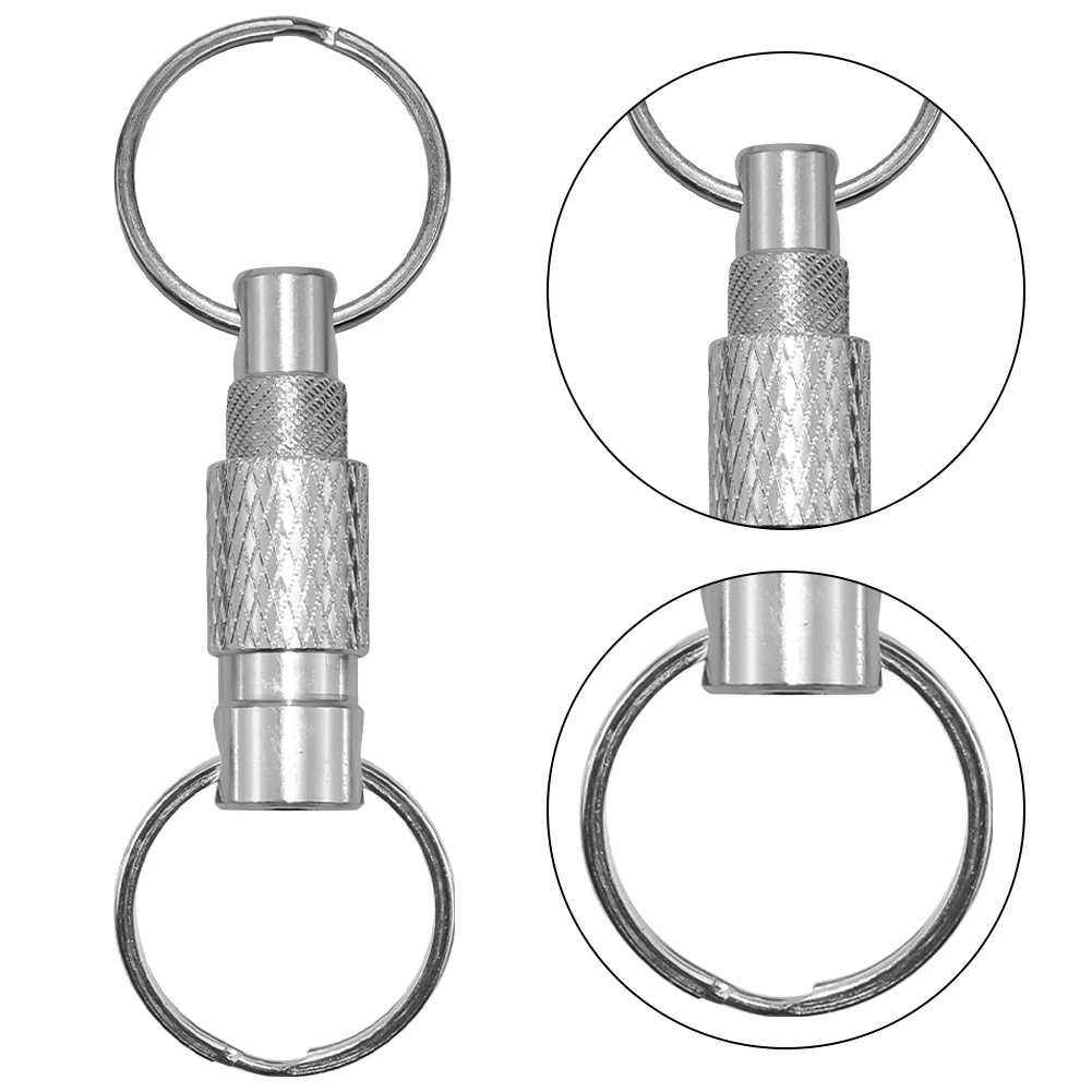 Aluminum Alloy Car Fob Key Chain with 2 Key Rings Detachable Pull Apart Dual Split Keychains EDC Outdoor Tool for Men and Women